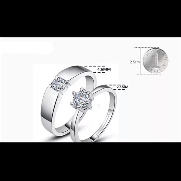 New stamped sterling silver couple diamond ring - Picture 3 of 7